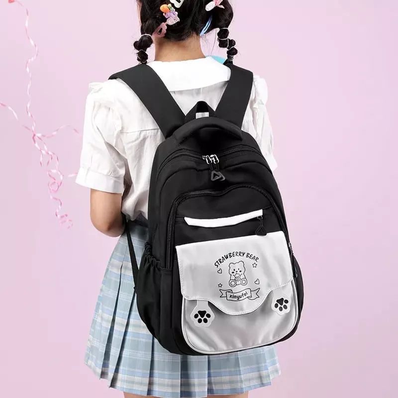 Cod Tas Ransel Anak Cute Tas Ransel Fhasion Korea New Tas Ransel Kawaii Untuk Anak SD/SMP/SMA Tas Anak Motif TM30 Straubery  Bear