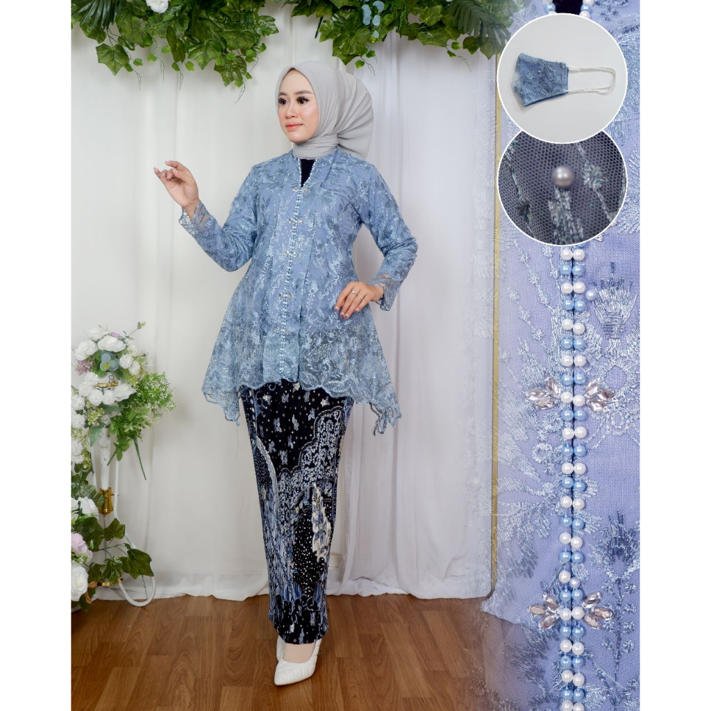 Kebaya tunik floy brukat payet | Kebaya modern | Baju pesta pernikahan wisuda dan lamaran modis dan cantik