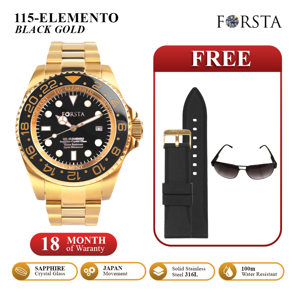 Jam Tangan Kesehatan Forsta 115 Elemento Black Gold