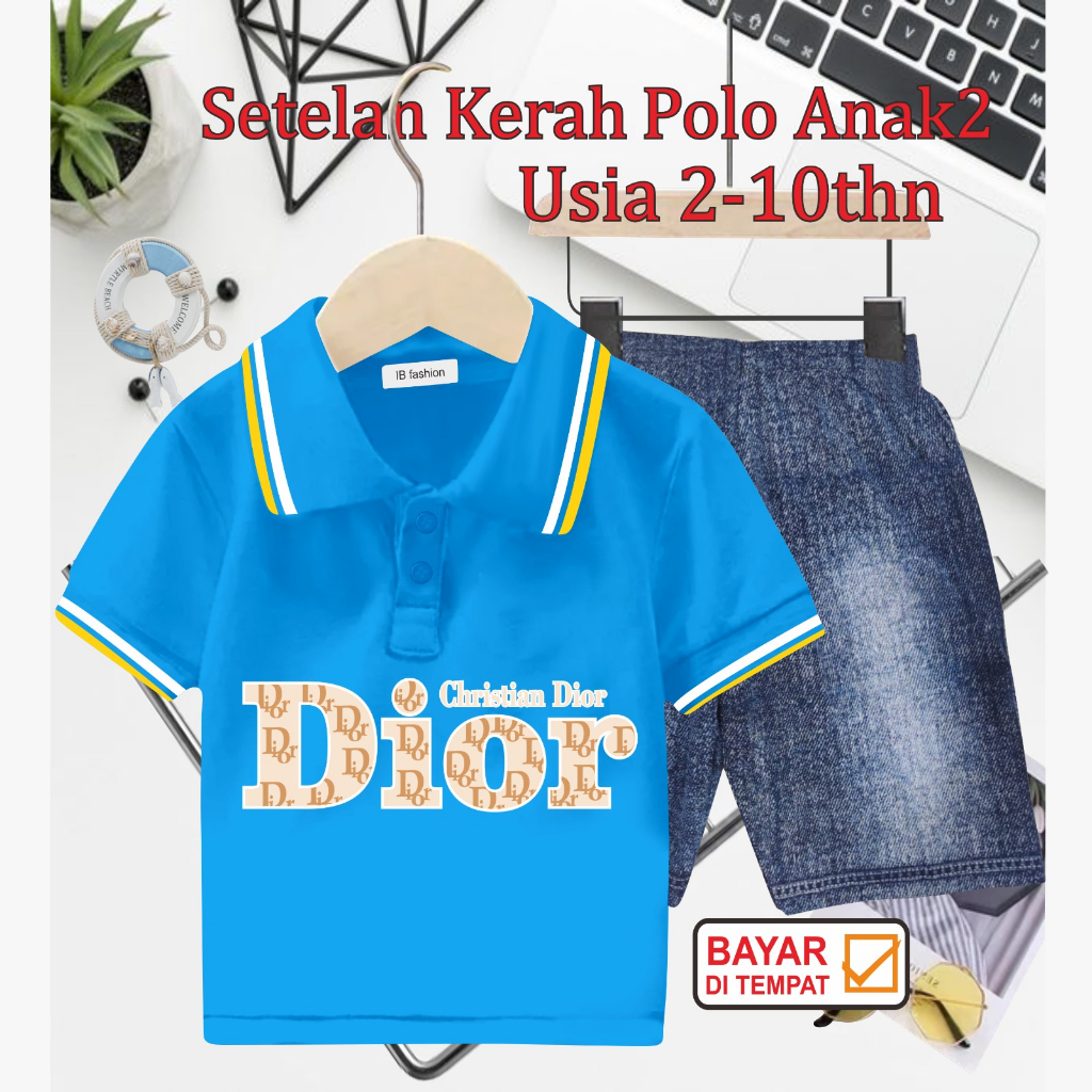 ((IB))SETELAN ANAK2 KERAH POLO SEMI JEANS/D10R DIGITAL SABLON