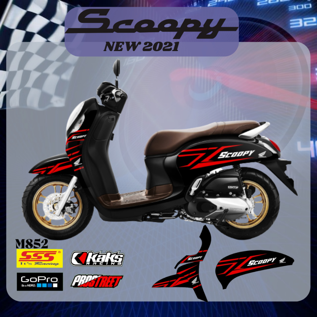 STIKER STRIPING MOTOR SCOOPY NEW 2021 Terbaru KODE M852 - Sticker Decal Print List Variasi  Motor Ho
