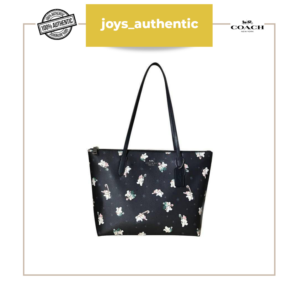 Tas Wanita Coach Snowman Zip Tote Midnight Multi Woman Bag Authentic Original