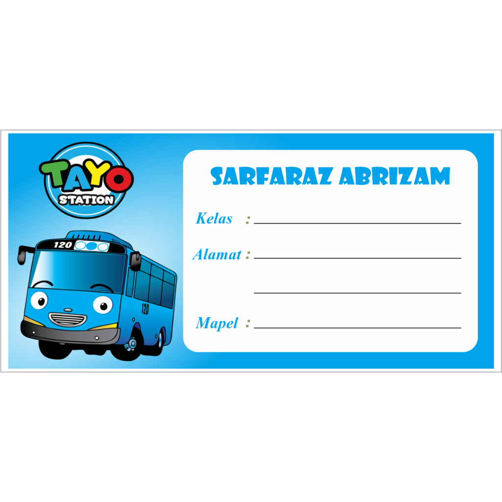 

[205] Stiker Label Buku Tulis Karakter Tayo dan Kawan kawan isi 12 Pcs