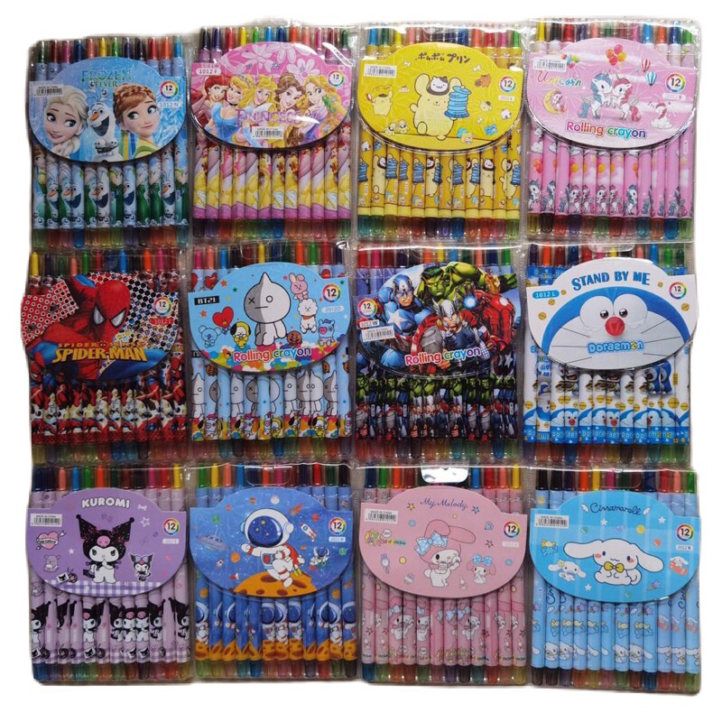 (1 Set) Crayon Putar Panjang Karakter Fancy