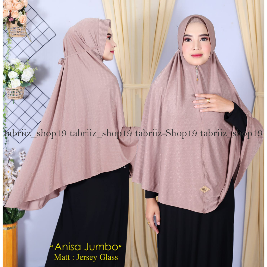 Jilbab Instan Tali Jumbo Hijab Instan Jumbo Bergo Syari Tali Jersey Glass Anisa