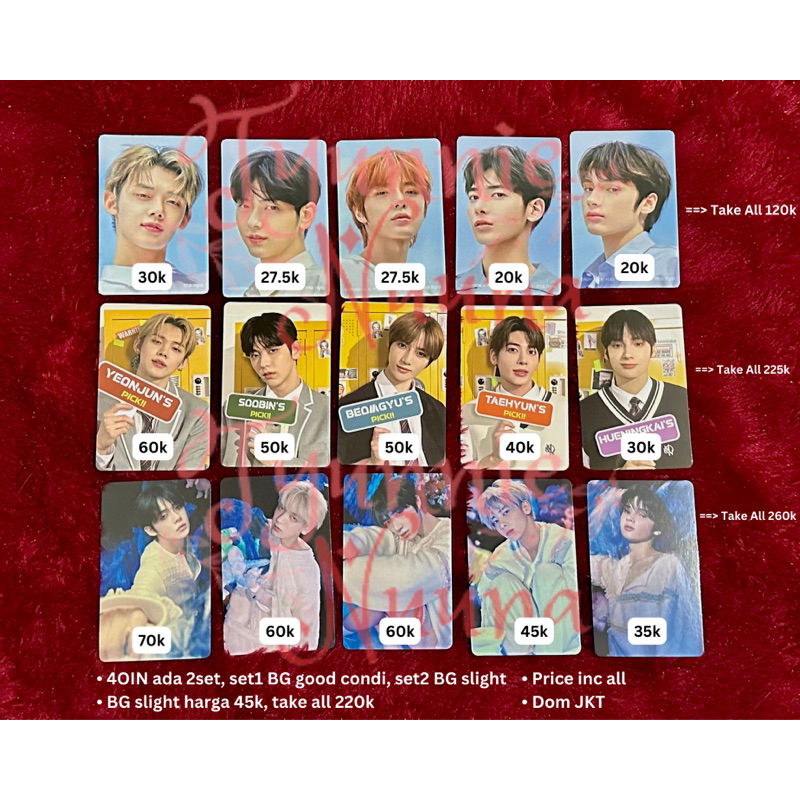 CLEARANCE OFFICIAL PHOTOCARD TXT Tomorrow X Together OT5 Yeonjun Soobin Beomgyu Taehyun Huening Kai 