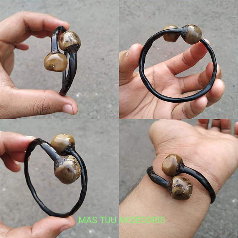 GELANG AKAR BAHAR HITAM DOUBEL BONGGOL ALAMI ORIGINAL 100%