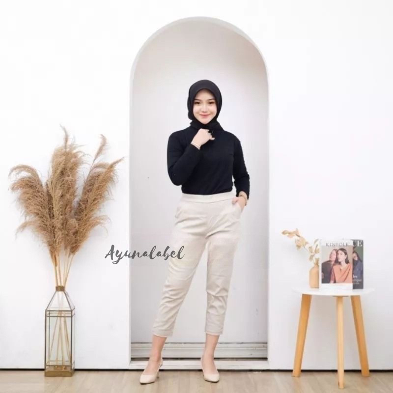 [TERLARIS] Celana Katun Wanita Strecth Model 7/9 Gio Pants