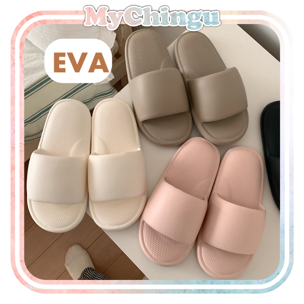 ❀ Chingu ❀ SA035 Sandal Wanita Empuk Eva Rumah Bentuk Polos Warna Simple Lucu Sendal Motif Ringan Empuk Santai Import Murah COD