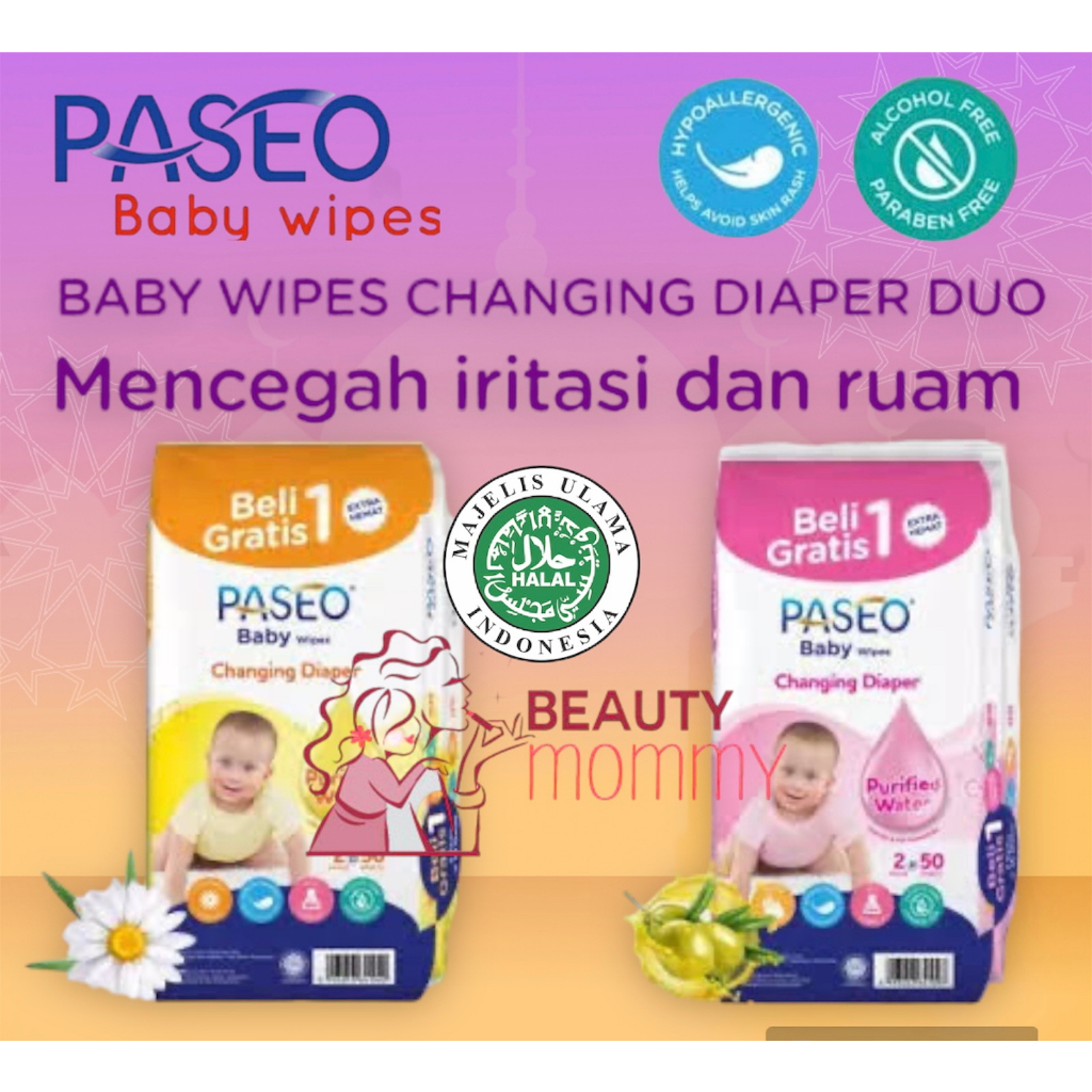 Paseo Tissue tisu basah paseo baby wipes 50 sheets PROMO BUY 1 GET 1!! PROMO!!