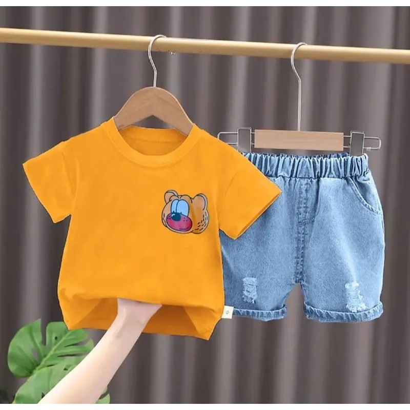 setelan baju anak laki laki terbaru setelan jeans anak 1-5 tahun