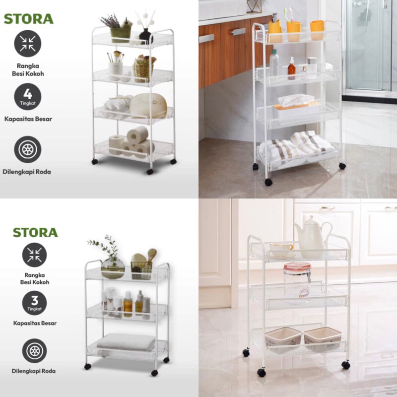 KRISHOME RAK TROLY BESI PENYIMPANAN SERBAGUNA 3 &amp; 4 TINGKAT PUTIH/ACE HARDWARE STORAGE TROLLEY 4TIER