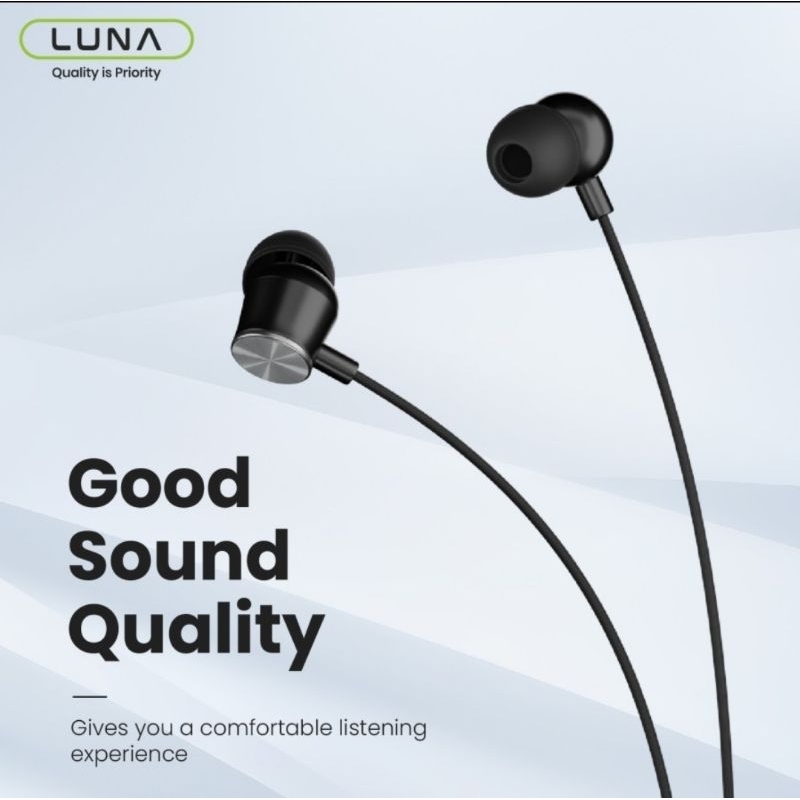 Luna Handsfree Stereo In-Ear Wired Earphone cable with Mic Free Pouch - Headset jack 3.5mm Gaming sport EA-2Y EA-2Z EA-2A1 EA-25 EA-2X EA-2W EC17P Varian Series