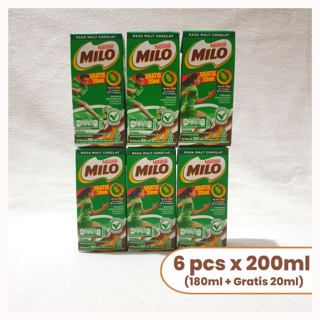 Milo Activ-Go UHT (6 x 200ml) Susu Coklat Kemasan Kotak Siap Minum