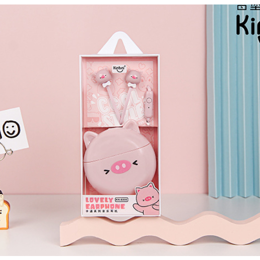 [KN-8306] Set Headset Earphone Kartun Animals Bulat / Wadah Earphone Karakter Animals Lucu / Earphone Case Karakter Hewan Imut