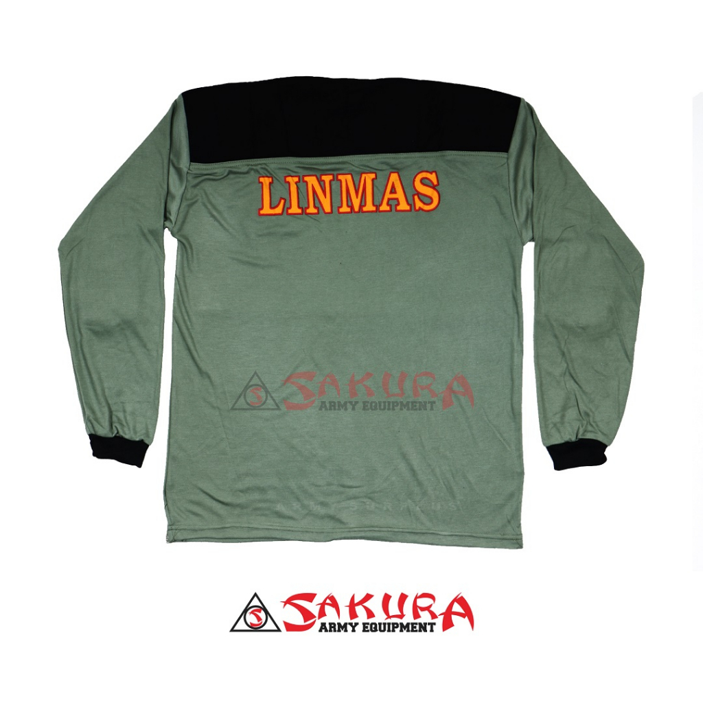 Kaos PHH Linmas Lengan Panjang Hijau Gelap Kaos Lapngan Linmas