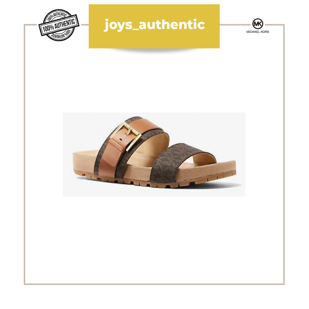 Sendal Wanita Michael Kors Mylah Sandal Monogram Small Brown with box Woman Sandal Authentic Origina