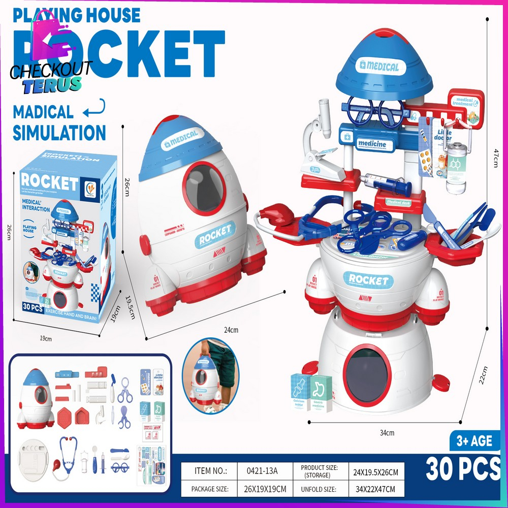 CT M323 Mainan Masak Masakan Anak Pretend Play Set Motif Rocket Unisex Mainan Edukasi Fast Food Simulation Kitchen Set Kids Toys Makeup