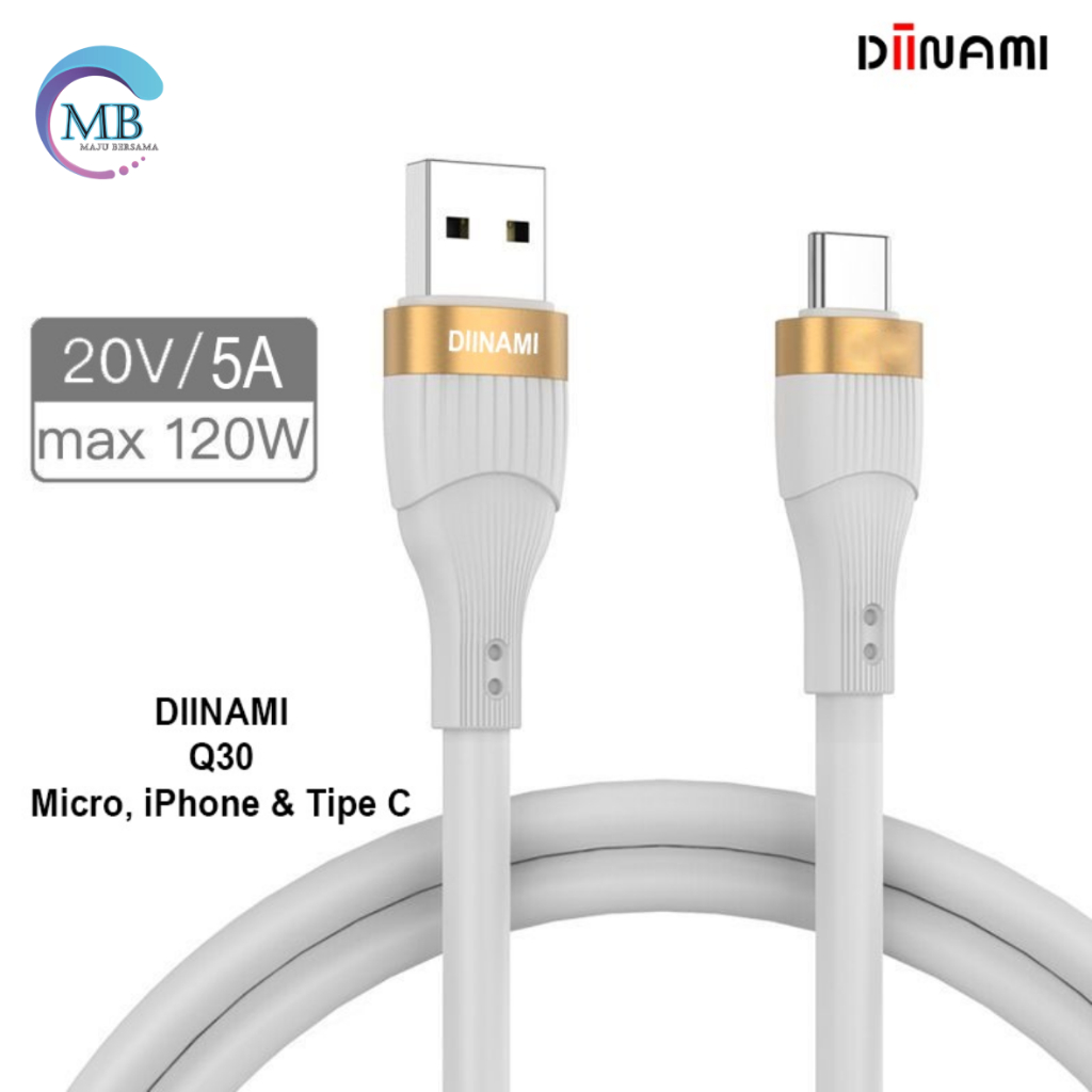 ￼DIINAMI Q30 Cable kabel Data Charger 5A super fast Charging  pengisian cepat for micro usb , tipe c usb &amp; iPhone  ( lighthing ) usb qualcom 5A  18W  - Garansi Resmi 1 Tahun MB5015