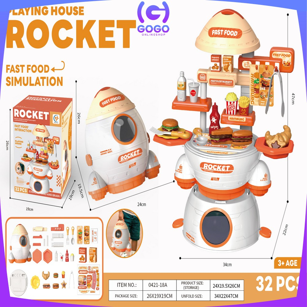 GOGO-M323 Mainan Masak Masakan Anak Pretend Play Set Motif Rocket / Mainan Edukasi Kitchen Set Kids Toys Fast Food Simulation / Makeup Playing House Unisex Import