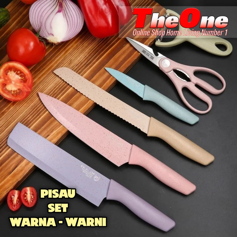 PISAU SET 6IN1 Warna Warni Kode 600 - Corrugated Kitchen Knife Kitchenware