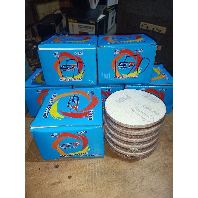 Amplas Bulat, Amplas Kretek/Amplas Velcro 40, 60, 80, 100, 150, 240 Merk GT Dan Merk Nrt-Pro