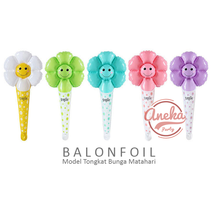 Balon Pentung Bunga Matahari / Balon Foil Tongkat Stick Bunga Matahari
