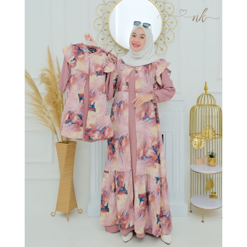 Gamis/Dress sabyan crincle ORI NK couple ibu dan anak (HARGA ECER)