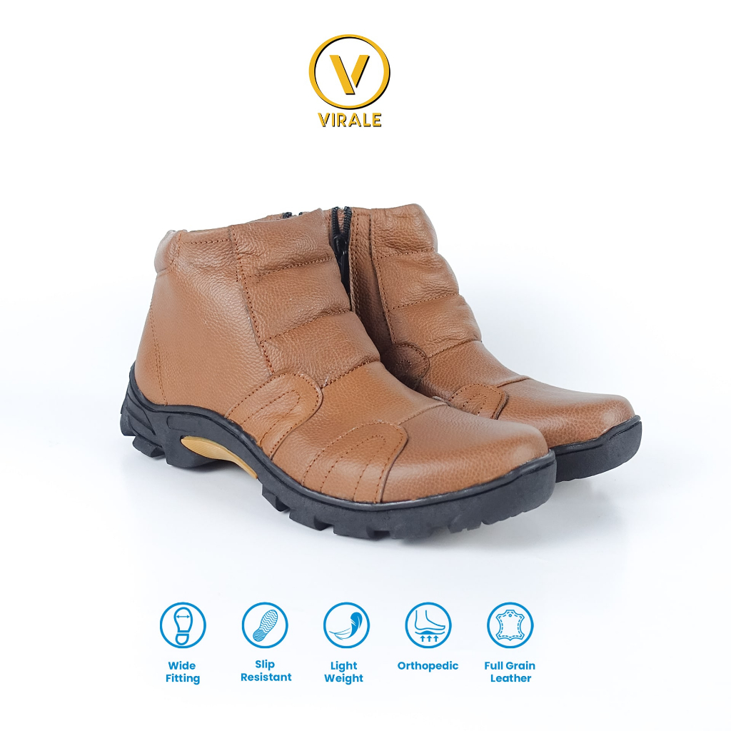 Sepatu Boots Pria Kulit Asli Virale - Sepatu Boots - Sepatu Biker Pria STG 021