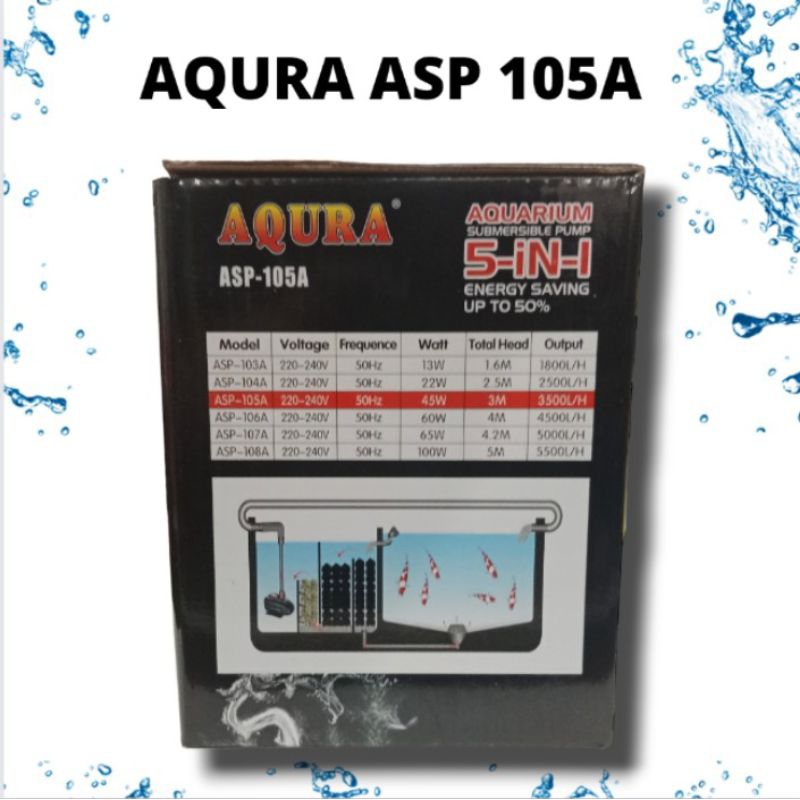 PROMO MURAH Pompa Kolam KOI Air Mancur Hidroponik AQURA ASP 105A