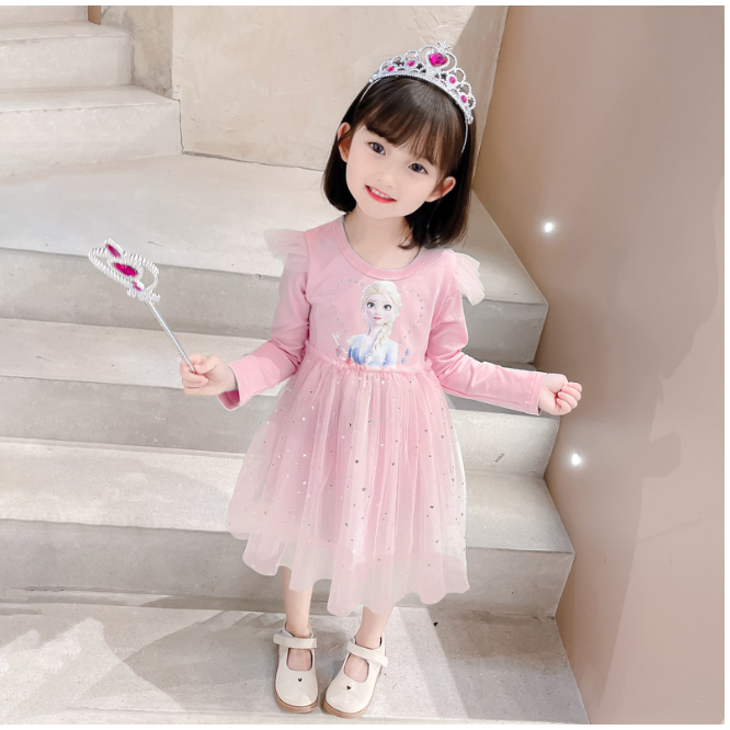 babyfit dress princess 3-8thn lengan panjang renda rok tutu import ds-0605