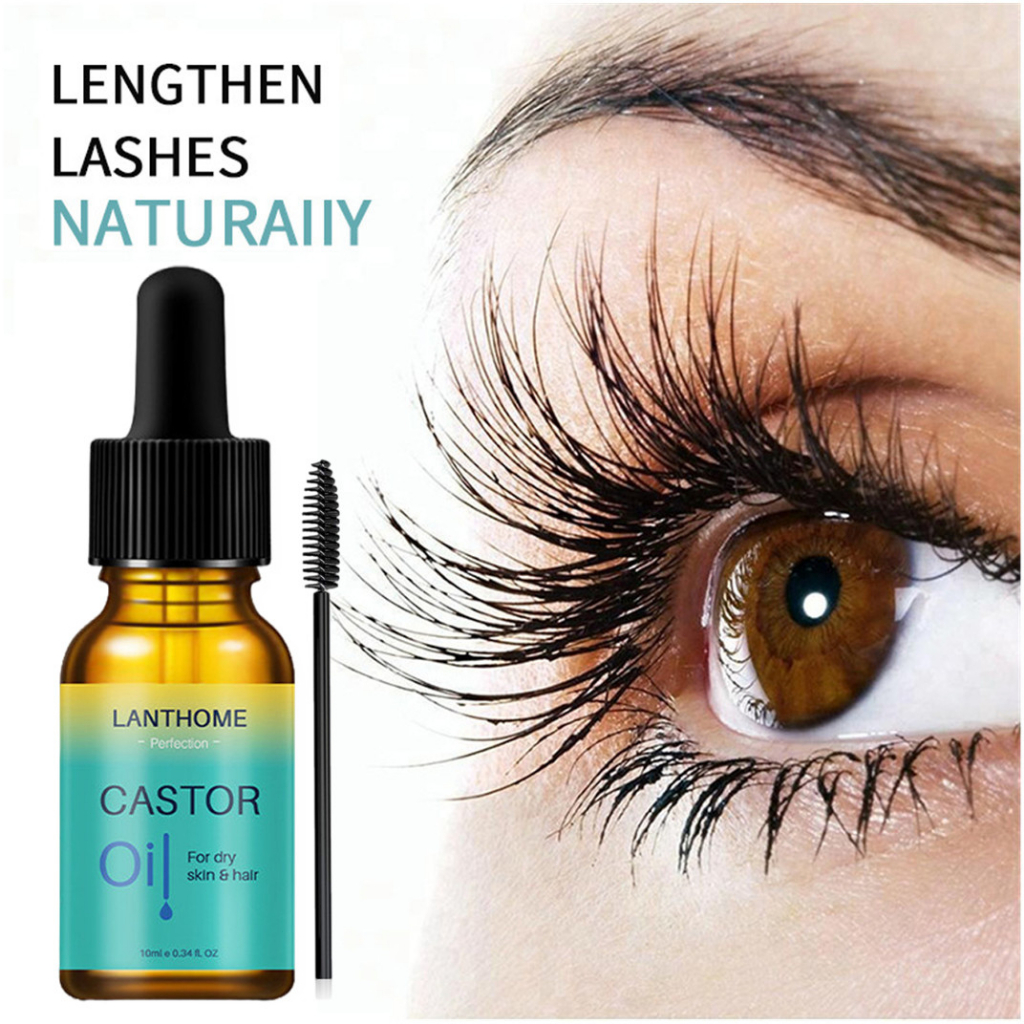 LANTHOME Natural Castor Oil Eyelash &amp; Eyebrow dan Hair Growth - (7 Hari Penebal Pemanjang Bulu Mata&amp;Rambut&amp;Alis) Serum Untuk Lashes&amp;Eyelashes&amp;Eyebrows and Hair Growth 10ml Original