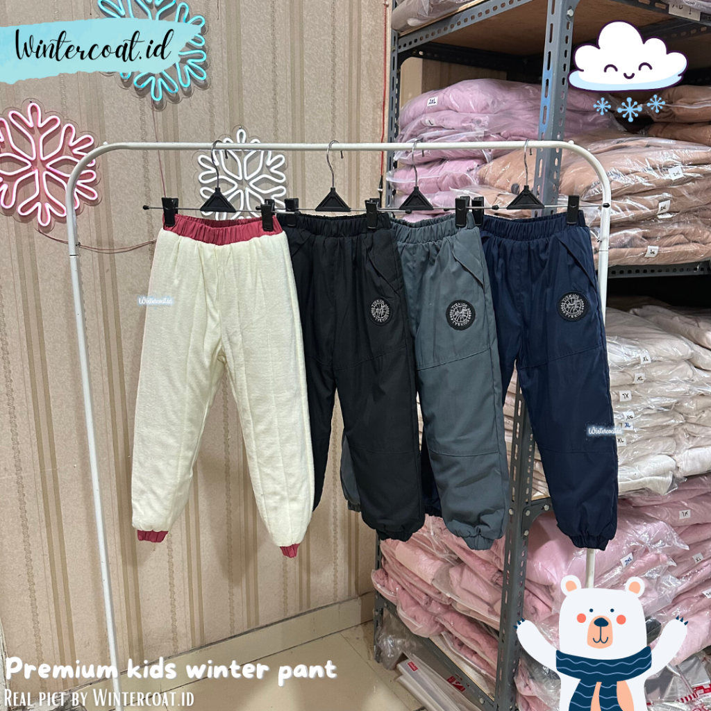 Celana waterproof winter anak import premium quality TYE kids down pant padding padded boy girl cowok cewek anti air salju musim dingin