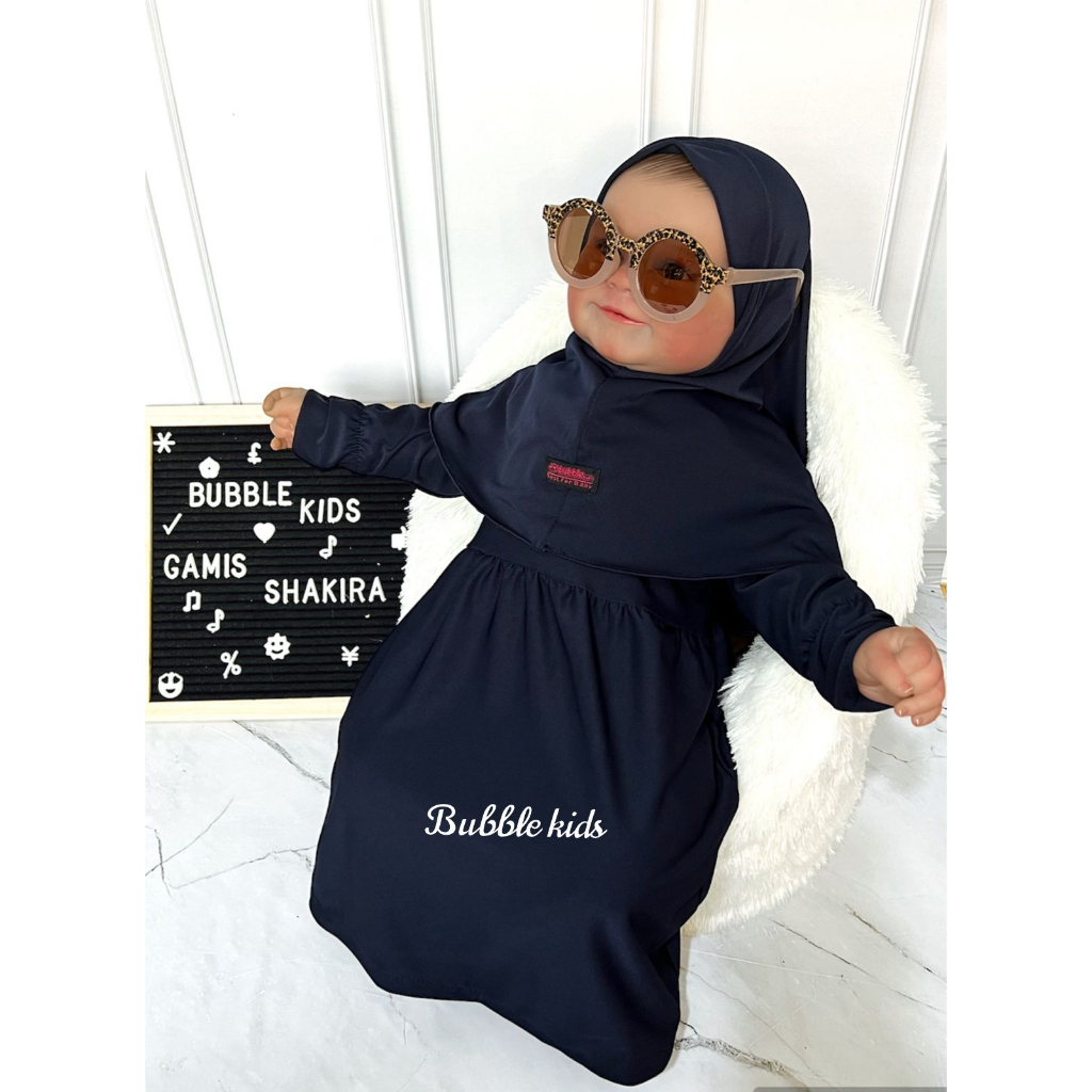 Gamis Hijab Bayi Shakira Bubble Kids Fashion Muslim Anak Balita Perempuan Polos Katun Spandek Jersey 0 - 2 Tahun ungu