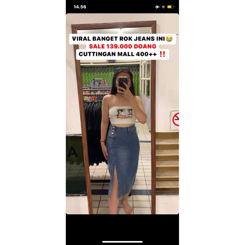 rok jeans 3 kancing samping