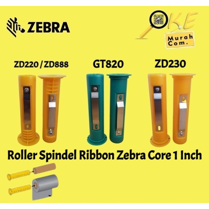 Sepasang Spindle Roller Core Ribbon 300M Zebra TSC ZD220 ZD888 ZD230 GT820