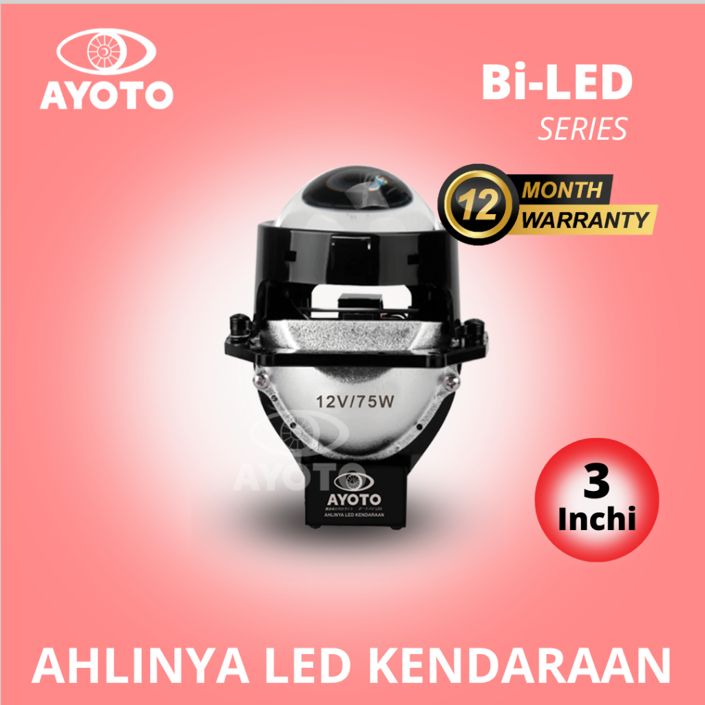 HARGA GROSIR LAMPU PROJECTOR LENS BILED AYOTO 3 INCI 75 WATT HI LOW BEAM
