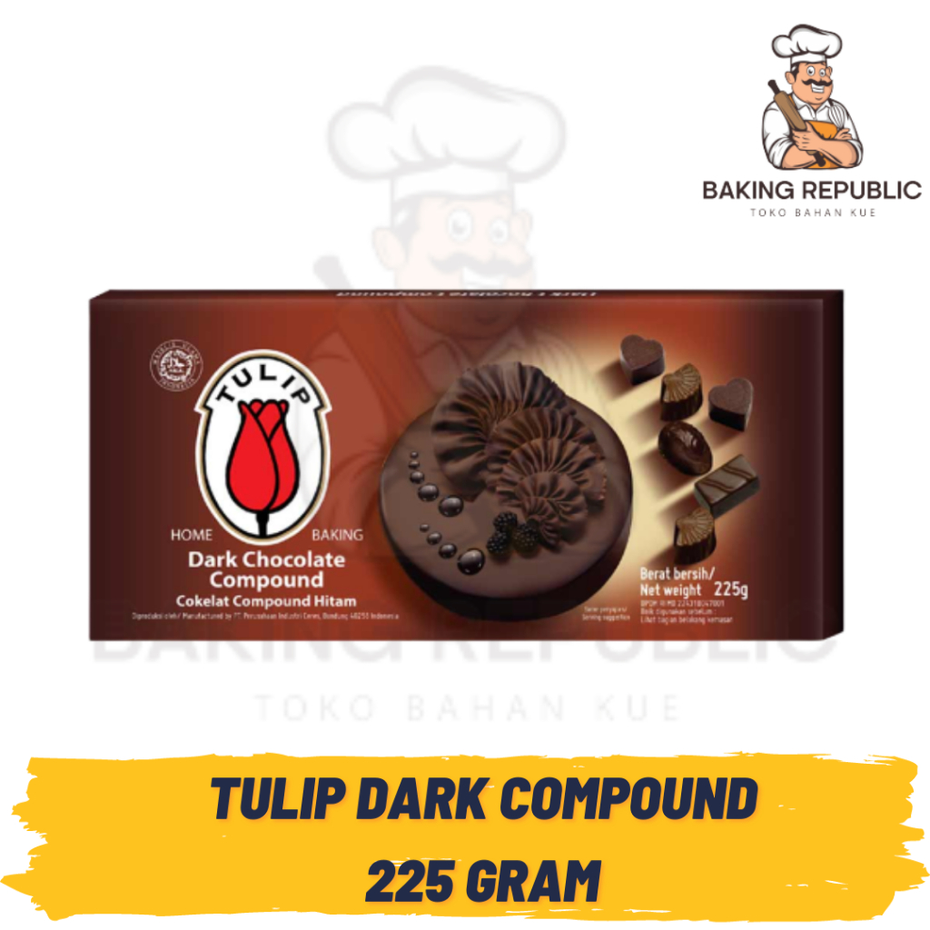 

TULIP DARK COMPOUND | 225 GRAM | TULIP DARK CHOCOLATE COMPOUND | COKLAT BATANG