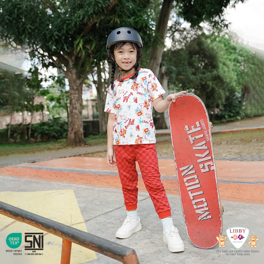 LIBBY SETELAN OBLONG PENDEK KANCING PUNDAK - NEW MOTIF