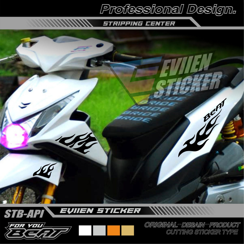 STIKER MOTOR BEAT MOTIF API BEAT FI TAHUN 2013 2014 2015 2016 CUTTING STICKER
