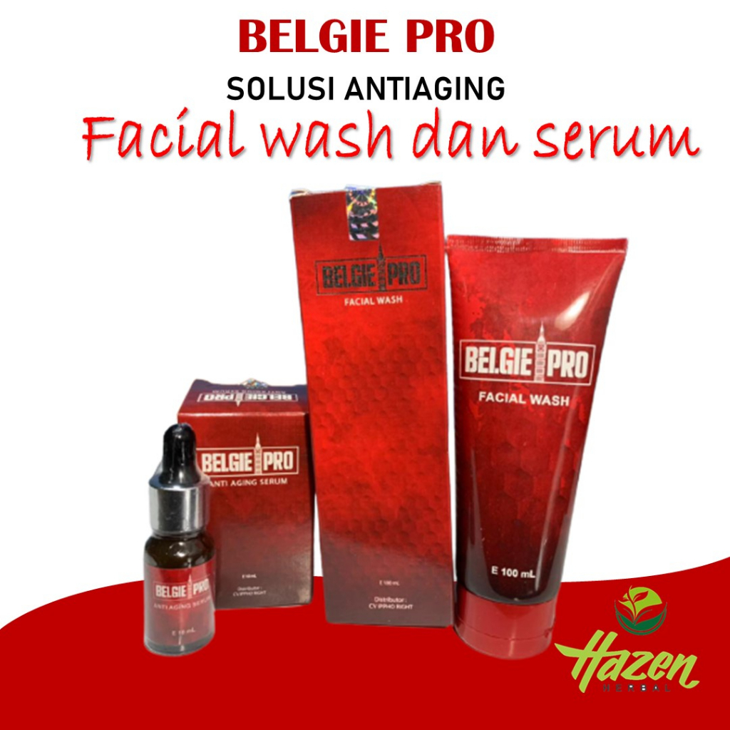 SERUM ANTIAGING PENCERAH WAJAH DENGAN  EKSTRAK PROPOLIS DAN COLLAGEN PLUS FACIAL WASH BELGIE PRO SKI