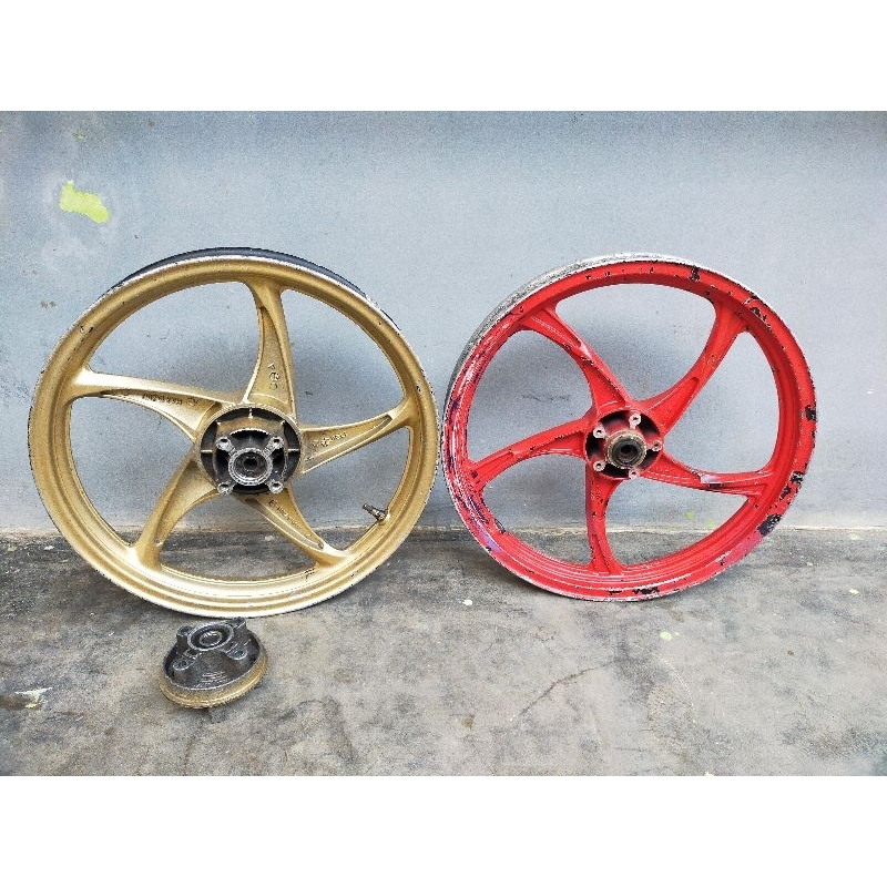 Sepasang Pelk Pelek Velg Veleg Velk Double Dobel Disc Disk Cakram Roda Alumunium Aloy Viar Minerva J