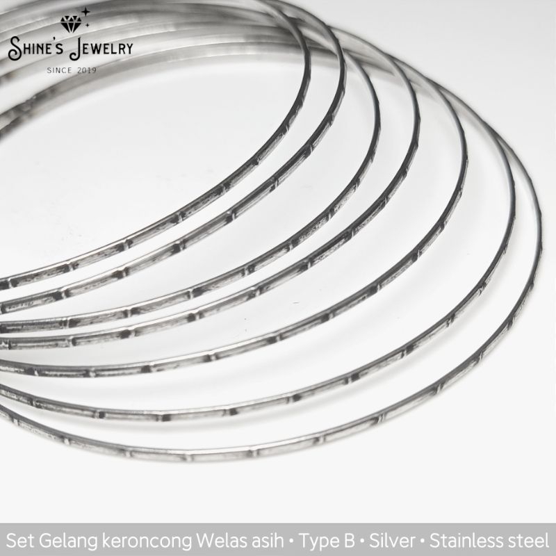 Set gelang keroncong welas asih Type-B stainless steel