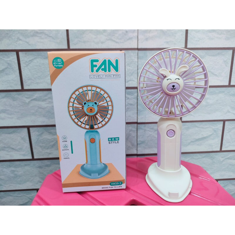 Kipas Angin Mini Portable HK-59/ Mini Fan USB Rechargeable Desktop Fan/Kipas Angin Travel