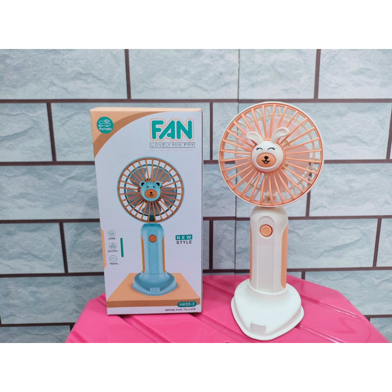 Kipas Angin Mini Portable HK-59/ Mini Fan USB Rechargeable Desktop Fan/Kipas Angin Travel