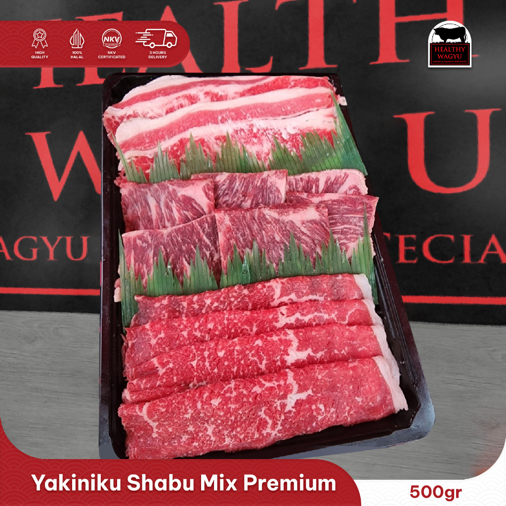 

Yakiniku Shabu Mix Premium Slice Beeef 500gr Healthy Wagyu