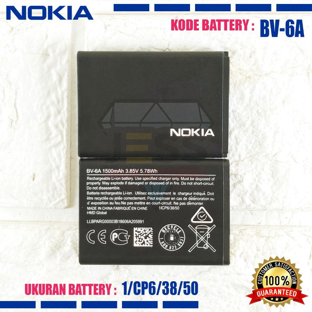 Baterai Battery Original ERRLY BV6A BV-6A For Type NOKIA Pisang 8110 4G Lte Reborn 2019 TA-1048 TA-1059 TA-1067 TA-1071 TA-107 &amp; Nokia 2720 Flip 2720V TA-1168 TA-1170 TA-1295