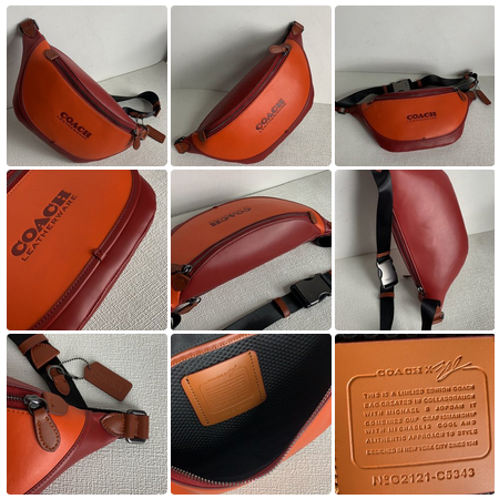 Coach 3795  5343 Napa cowhide sports waist pack Anti Nilon Men's Classic Logo Jacquard Fabric LEAGUE Waistpack Chest Bag Crossbody Bag  yaobao