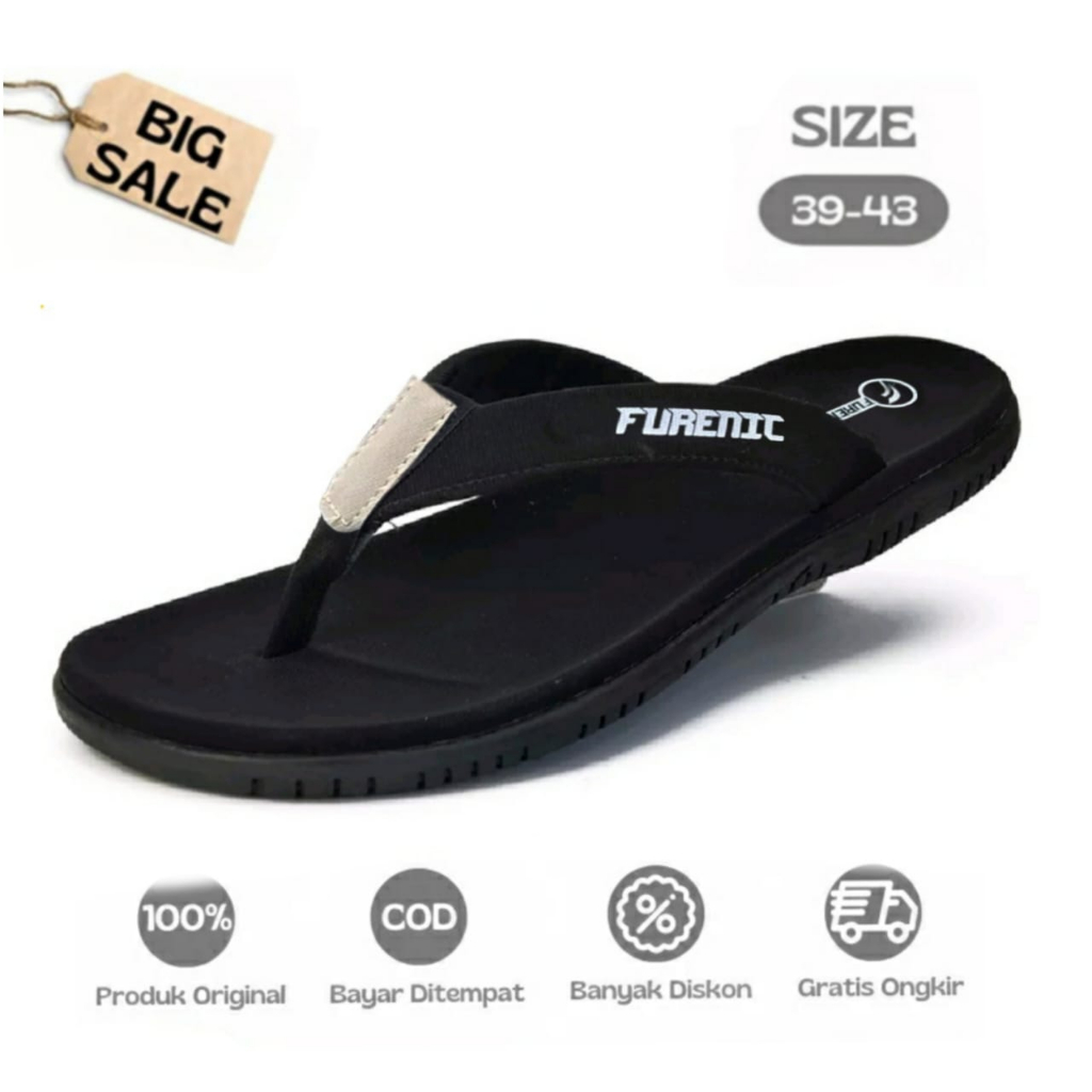 Sandal Sendal Pria Jepit Furenic Cowok Kekinian Dewasa Casual Distro Cowo Japit Keren Murah Original Terbaru