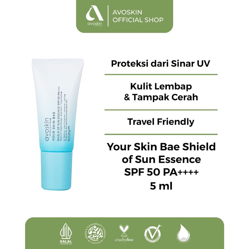 Avoskin Your Skin Bae - Shield Of Sun Essence Spf 50 PA++++ | Travel Sunscreen for Dry, Normal &amp; Combination Skin